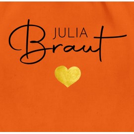 Turnbeutel Rucksack - JGA Junggesellenabschied - Braut - Name Herz - Unisize - Orange - junggesellinnenabschied beutel team bride personalisierte tasche polter rucksäcke jungesellenabschied taschen