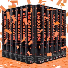 Confetti Poppers Orange Confetti Cannon 12 Pack Party Poppers Biodegradable12 inch Wedding Party Confetti Bulk Streamer Confetti Cannon Launches up to15-25ft for Christmas Birthday Graduation New Year