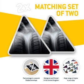 2 x Triangle Stickers 10 cm - Racing Car Tyres Race Drift Drifting Fun Decals for Laptops,Tablets,Luggage,Scrap Booking,Fridges #24220