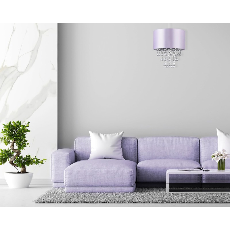Modern and Eye-Catching Lilac Satin Fabric Pendant Light Shade with