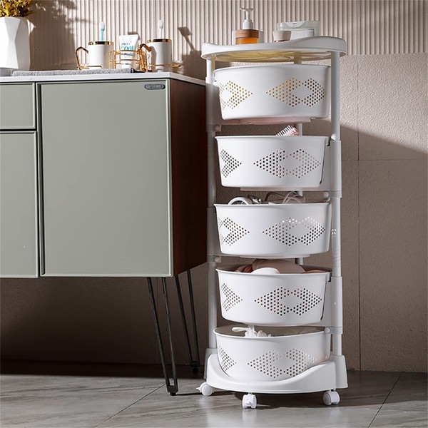 ILWorkTLs 5-Tier Adjustable Kitchen Storage Rack,5 Layer Rotating Vegetable Organizer