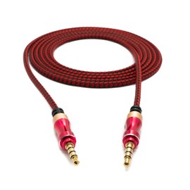 SYSTEM-S Audio Cable 150 cm Stereo AUX Jack 3.5 mm Male to Male Braided Pink