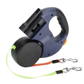 Yosoo Health Gear Plomo para Perros Doble Retráctil, Correa para Caminar con Linterna, Cuerda de Tracción de Gato de Flexible Extensible con Mango No Deslizante (Gris Oscuro)