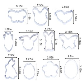 Yookat 11 Pieces Easter Cookie Cutters Easter Egg Bunny Carrot Biscuit Cutters
