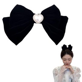 Black Hair Bows for Women Girls Prom Hair Clip Bow Barrettes for Birthday Party Hair Decorations Festival Hair Bow Clips Formal Black Bow for Hair Accessories Party Large Bowknot Barrettes