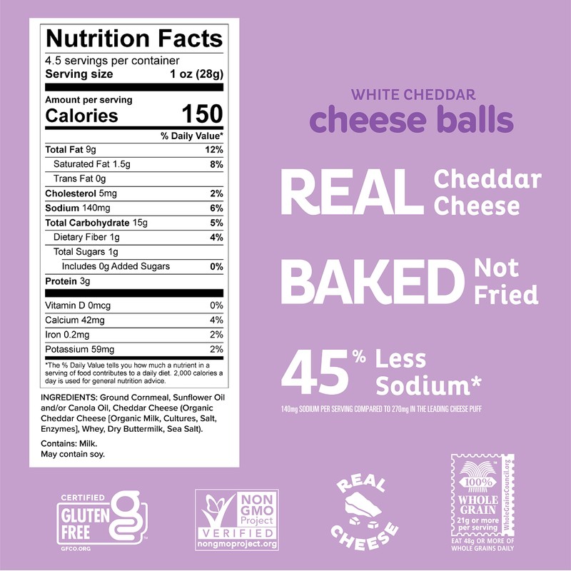 Heirloom White Cheddar Cheese Balls by Pipcorn - 4.5oz 6pk