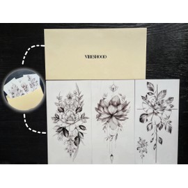 VIBESHOOD Cross Temporary Tattoo with flowers 3 Sheets Large Cross Temporary Tattoo for Women Men Adults Waterproof Friction Resistant Low Reflective Lasts 5-7 Day Cross flowers