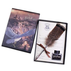 Calligraphy Feather Pen Set Writing Quill Pen with Ink, Vintage Owl Feather Pen Gift Set for Kids