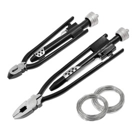 Bonsicoky 2 Pieces Aircraft Safety Wire Twisting Pliers Tools Set 6" & 9" Heavy Duty Wire Twister Pliers with 2 Pieces 50 FT Fuses to Quick Lock Fasteners for Aircraft, Machinery, Vehicles