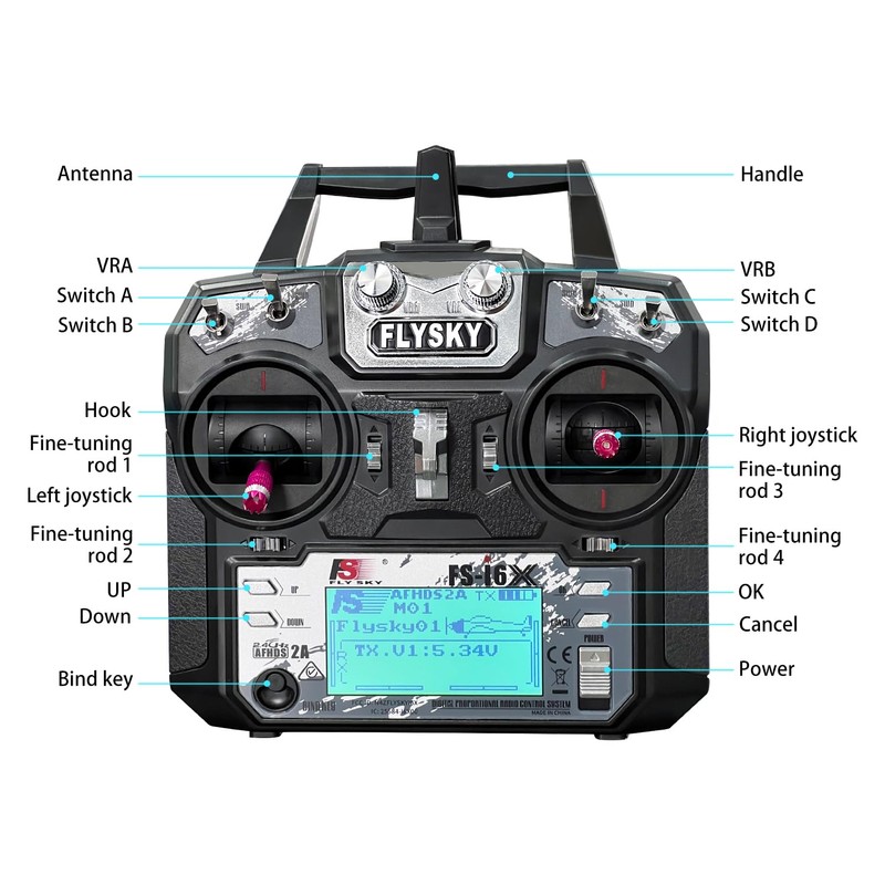 FLYSKY FS-i6X 10 Channel Transmitter and FS-iA6B Receiver, 2.4GHz RC