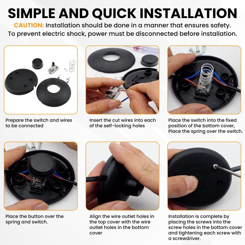 DALQUIS 2-Pack Floor Foot Switch, Round Black Inline Foot Pedal