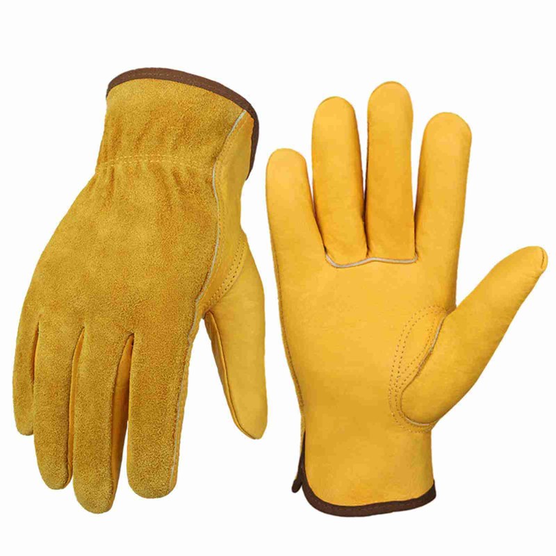 Leather Work Gloves for Men and Women Cowhide Gloves with
