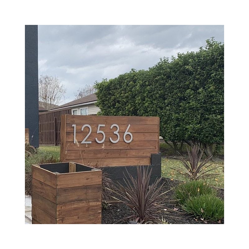 12 inch Large Modern House Numbers, white plastic with hardware