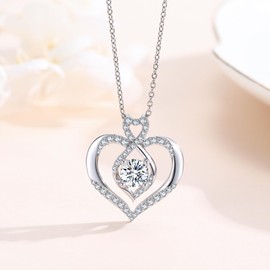 Zhi Kexin 925 Sterling Silver Infinity Heart Necklace for Women Heart Pendant Infinity Jewelry Birthday Gifts