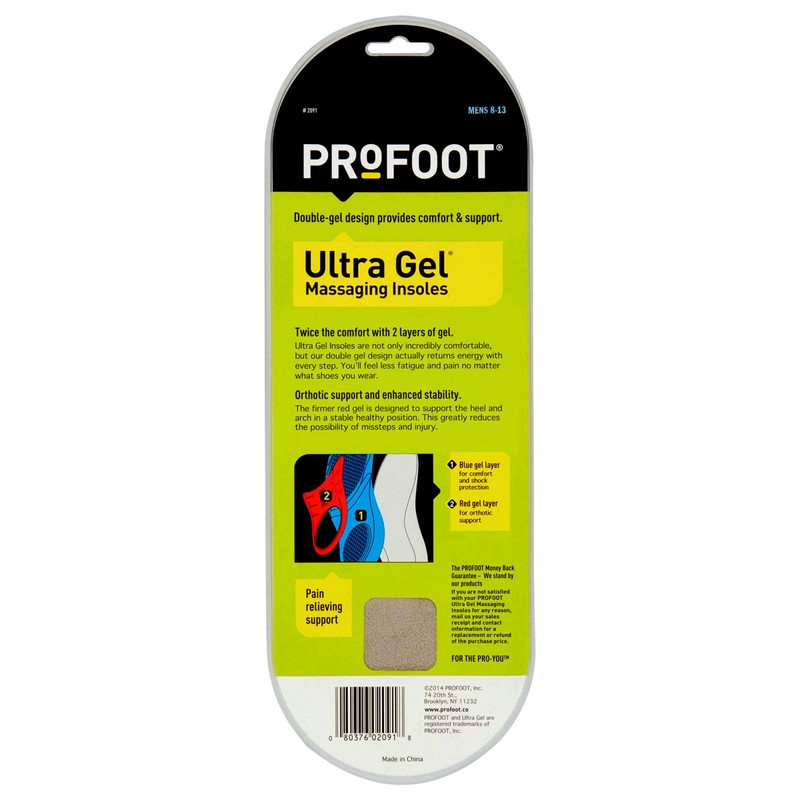 ProFoot Ultra Gel Insoles Men's 8-13 1 Pair ( Pack