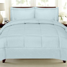 Sweet Home Collection 7 Piece Bed-In-A-Bag Solid Color Comforter & Sheet Set, Queen, Aqua