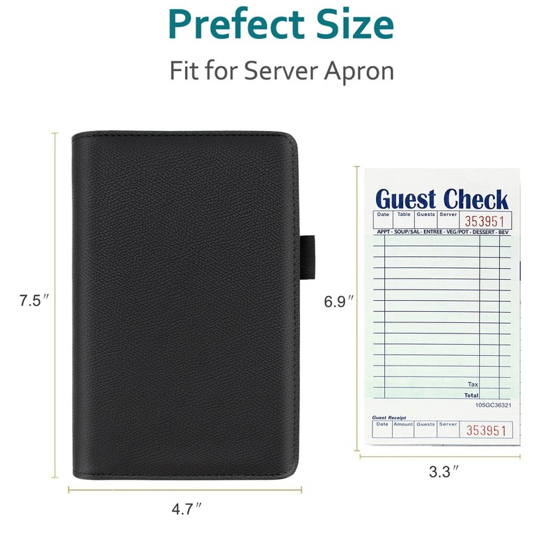RSAquar Server Book Organizer with Zipper Pocket, PU Leather Restaurant