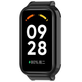 LOKEKE Compatible with Xiaomi Mi Band 8 Active Protective Case Cover, PC Protective Case Cover Shell Compatible Wtih Redmi Band 2 (Black)