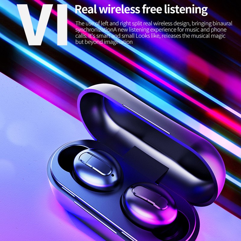 True Wireless Earphones Bluetooth 5.0 Headphones with Mic IPX5 Waterproof