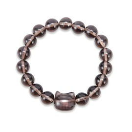 Hoijyun 10mm Natural Gemstone Stretch Bracelet - Adjustable Elastic Jewelry for Women/Men, Feng Shui Energy-Balancing Gift Set with PE Case,Money Attraction Cat/Cute Little Bear Charms/Magic Hoop