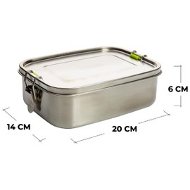 2friends Stainless Steel Lunch Box, Pack of 2 Lunch Boxes, Lunch Box for Adults and Children, Lunch Box with Compartments and Closure, Bento Box, Lunch Box, Breakfast Box, Model: Nico