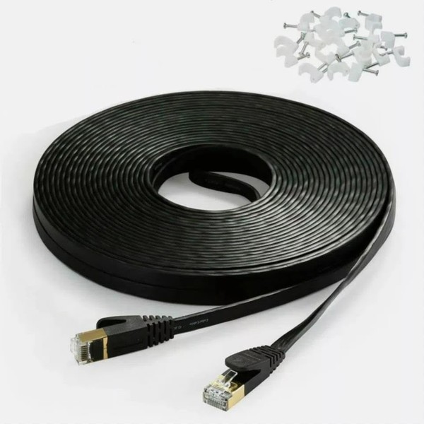 ZBFJK Cat 7 Ethernet Cable, 50 Feet Flat Network Cord,