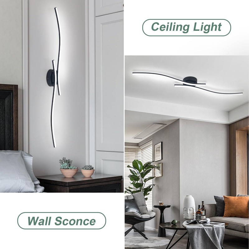 28W Linear Ceiling Light Black Modern LED Ceiling Light Fixture