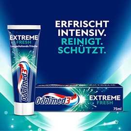 Odol-med3 Extreme Fresh Toothpaste, Strong Fresh, Respiratory Protection, Caries Prophylaxis, Daily Toothpaste, Whiter Teeth, 75 ml