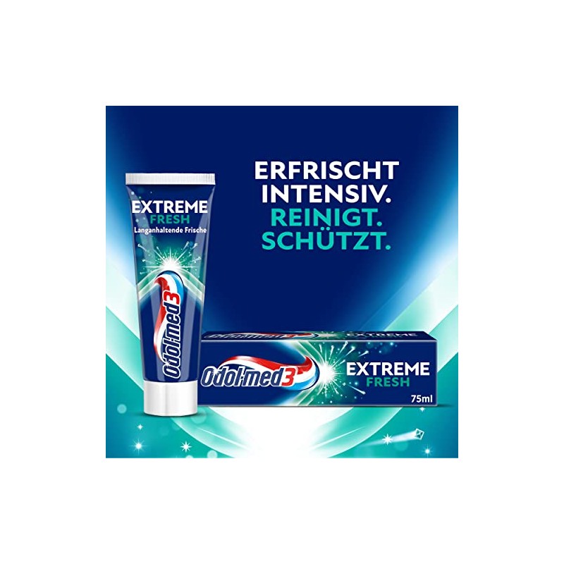 Odol-med3 Extreme Fresh Toothpaste, Strong Fresh, Respiratory Protection, Caries Prophylaxis,