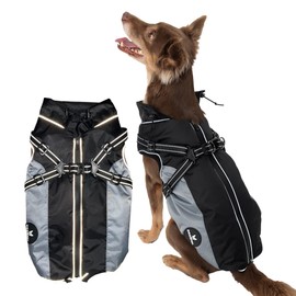 DOGOPAL Dog Raincoat with Built-in Harness - Waterproof Dog Coat - Reflective Rain Jacket for Small and Large Dogs (Grey, #5)