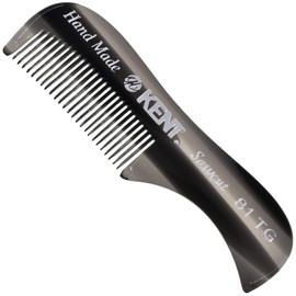 Kent A 81T Graphite X-Small Gentleman's Beard and Mustache Pocket Comb, Fine Toothed Pocket Size for Facial Hair Grooming and Styling. Saw-cut of Cellulose Acetate, Hand Polished. Hand-Made in England