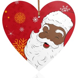 Christmas Wooden Heart Sign, Santa Claus Wooden Christmas Tree Decorations, Wooden Shaped Heart Set with Holes - Decorations for Christmas, Parties Decorations, Festival Gifts