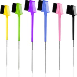 6 Pieces Hair Styling Set: Hair Edge Brush, Double-sided Rat Tail Comb, Natural Eyebrow Brushes Smooth Grooming for Women and Girls, 6 Colors