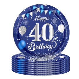 16Pcs Navy Blue 40th Birthday Plates 7inch Paper Plate for 40th Party Decorations Blue,40th Birthday Decorations Plates for Man Men Him Party Paper Plates 7" Tableware for 40th Dinner Paper Plates