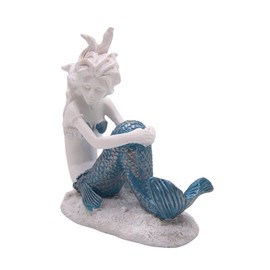 Wowser Nautical Sitting Mermaid, Freestanding Sea-Inspired Decor, 6.5 Inches