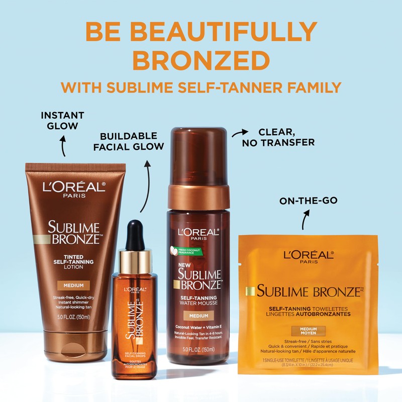 L'Oreal Paris Sublime Bronze Tinted Self Tanning Lotion, Medium Natural