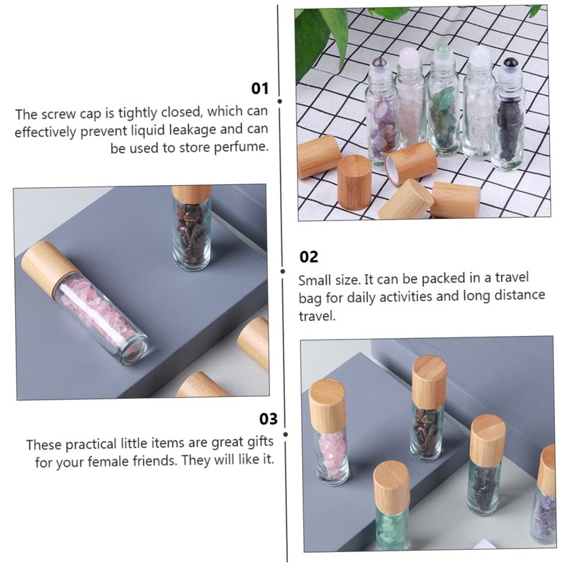 Mikinona 10ml Pink Crystal Stone Roller Bottle Set Roll-on Cosmetic