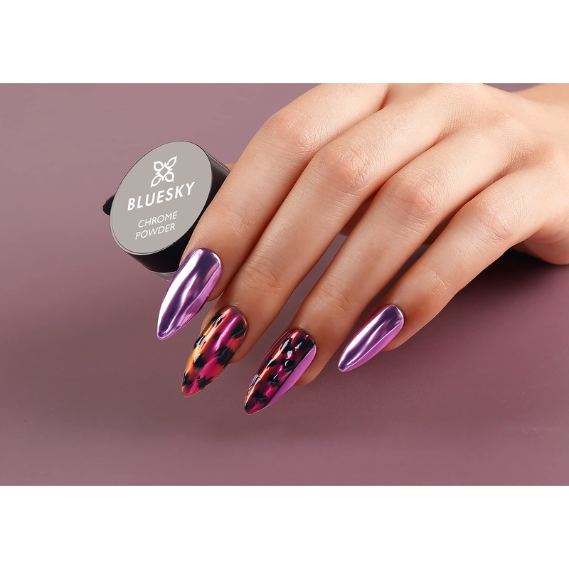 Bluesky Chrome Nail Powder Kit With Applicator Brush Metallic Gel