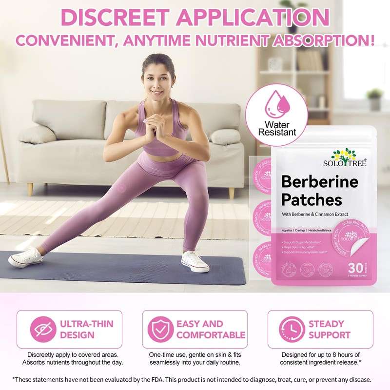 Berberine Patches Healthy Shape Support, Botanical Plant-Based Formula with Berberine,