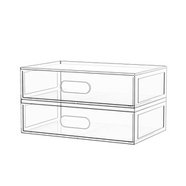 Aurblozen 2 Pack Clear Makeup Storage Drawer, 12.1''W Stackable Bathroom Organizers and Storage Drawer, Acrylic Cosmetic Display Case For Vanity, Undersink, Cabinets, Desk Organizer