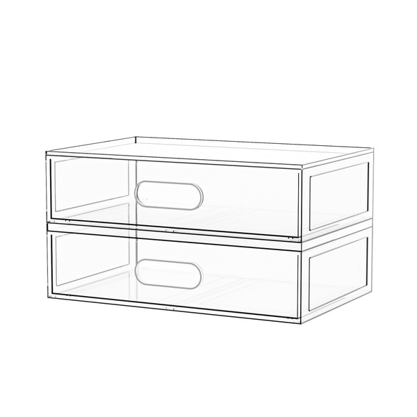 Aurblozen 2 Pack Clear Makeup Storage Drawer, 12.1''W Stackable Bathroom