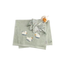 Edda Lou Duck Gift Set Consisting of Children's Towel and Small Comforter with Rattle from Birth