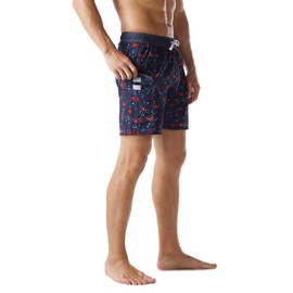 Nonwe Men's Board Shorts Quick Dry Funny Printed Beach Party Surf Trunks Drawsting Blue 28