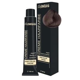 FemMas Haarfarbe Dunkelblond Sand 6.7 I Professionelle Creme Haarfarbe mit Arganöl, Keratin & Ceramiden I Als dauerhafte Haarfärbung oder Tönung für strahlende, haltbare Farbergebnisse I 100 ml
