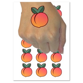 Plump Peach Temporary Tattoo Water Resistant Fake Body Art Set Collection - 54 1" Tattoos (1 Sheet)