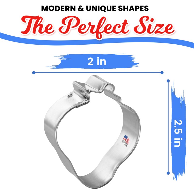 Strawberry Cookie Cutter 2.5 Inch - Made in the USA