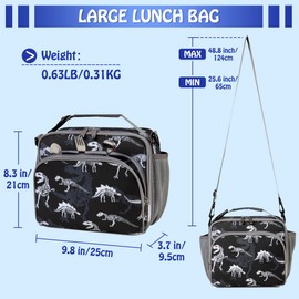 VONXURY Lonchera grande para niños, niñas, adolescentes, niños pequeños, bonita bolsa de almuerzo escolar con correa para el hombro