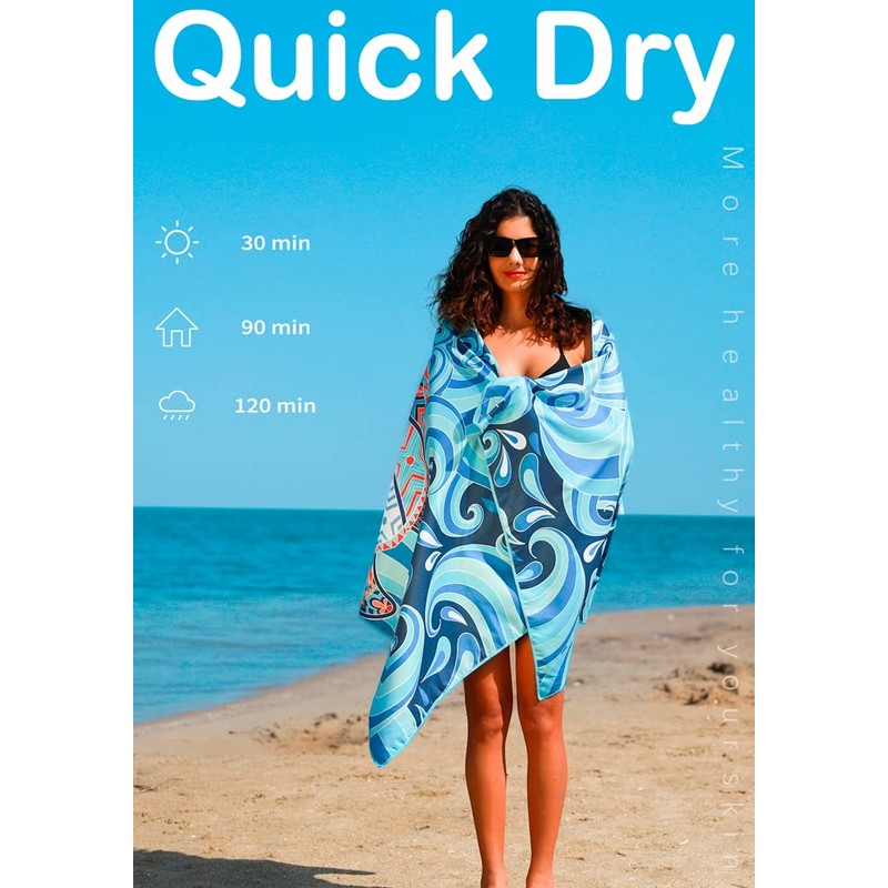 2 Pack Microfiber Lightweight Beach Towel Sand Free Quick Dry