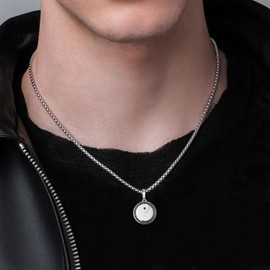 GAVU Stainless Steel Yin Yang Pendant Necklace for Men Women 55cm, Silver Necklace for Men, Yin Yang Jewelry