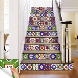 Peel and Stick Backsplash Stickers,Vinyl Waterproof Removable Tile Sticker Decals for Bathroom & Kitchen Contact Paper, Stair Riser Decals, Fireplace Decals, 6X6" 12 PC Pack (6x6', Mexico Blue)